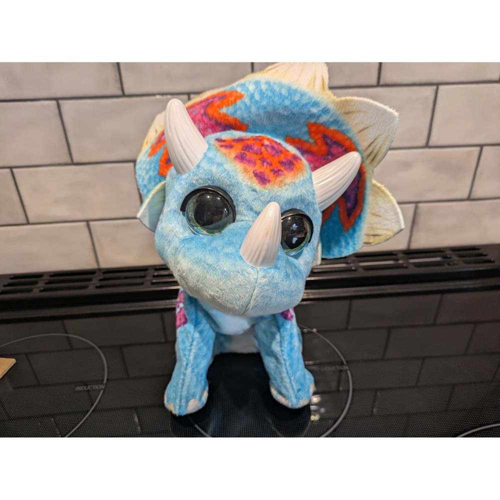 FurReal Friends Hopsin the Triceratops Interactive Blue Dinosaur Plush E9623